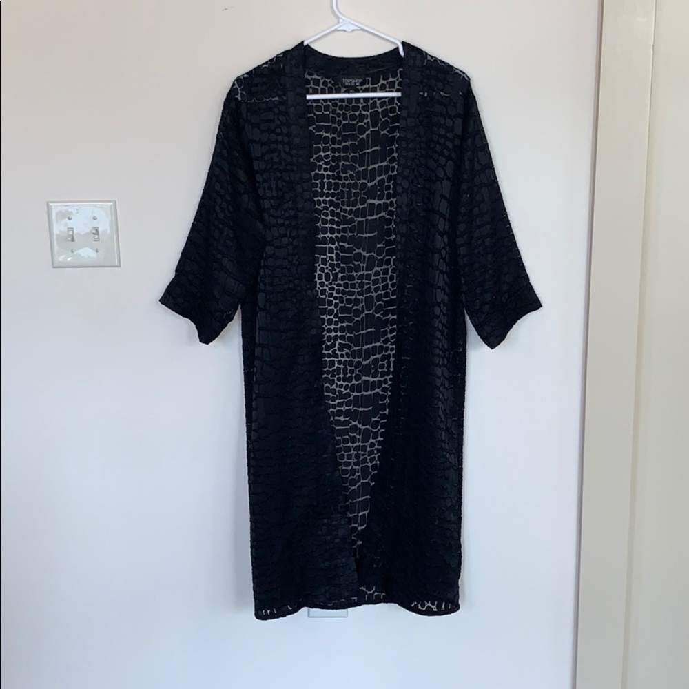 Top shop black midi duster, scales print